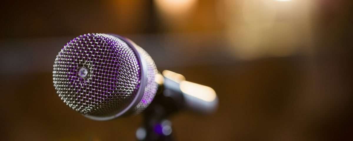 Close-up of microphone in bar